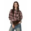 GROUND ZERO Unisex Letter Print Plaid Color-block Loose Shirt