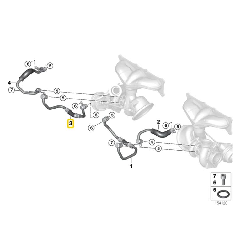 1Piece 11537558901 Turbocharger Coolant Supply Return Hose Parts Interior Accessories For BMW E89 E90 E93 335I 335Xi N54