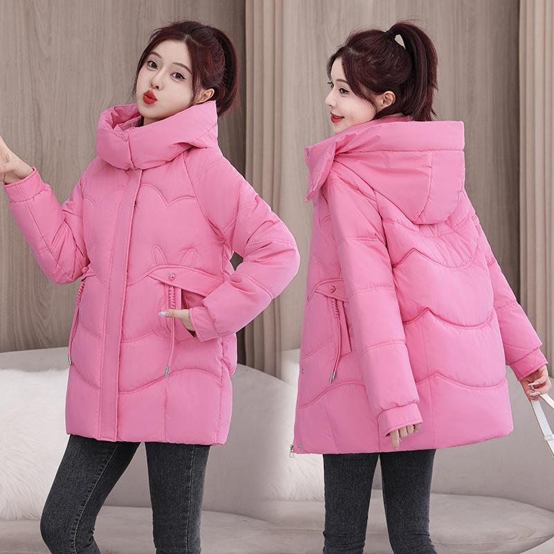 Korean version of cotton clothes women's medium and long 2025 winter new warm thickened hooded cotton-padded clothes loose and thin casual jacket