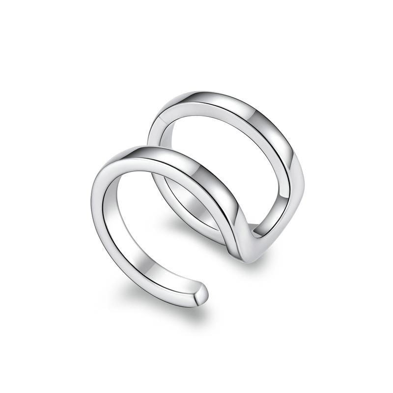 Bamoer Mono-earring Silver Simple Ear Clip Earring 925 Sterling Silver Whilte Zircon Earring Gift for Girl Fine Jewelry SCE1022
