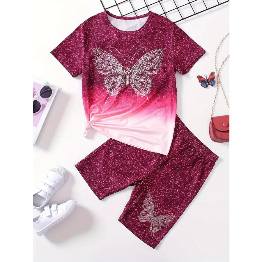 Girls' Boys Cartoon Suits Printed Casual Set Summer Trendy Cartoon Short Sleeved Shorts 3D Printing Clothing Sets Girls