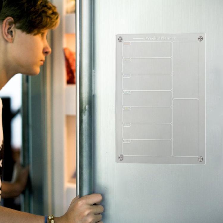 Dry Erases Board Acrylic Magnetic Meal Planner Weekly Calendar with 6 Colors Markers Menu Board for Refrigerator