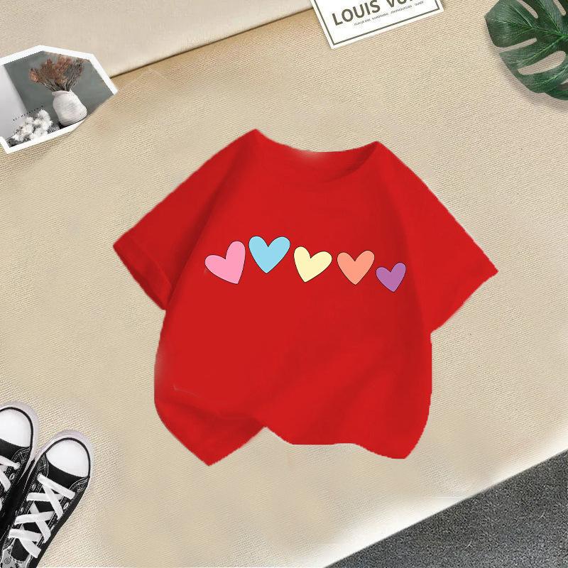 Girls shortsleeved tshirt new summer crew neck top girls foreign summer clothing childrens halfsleeved childrens clothing