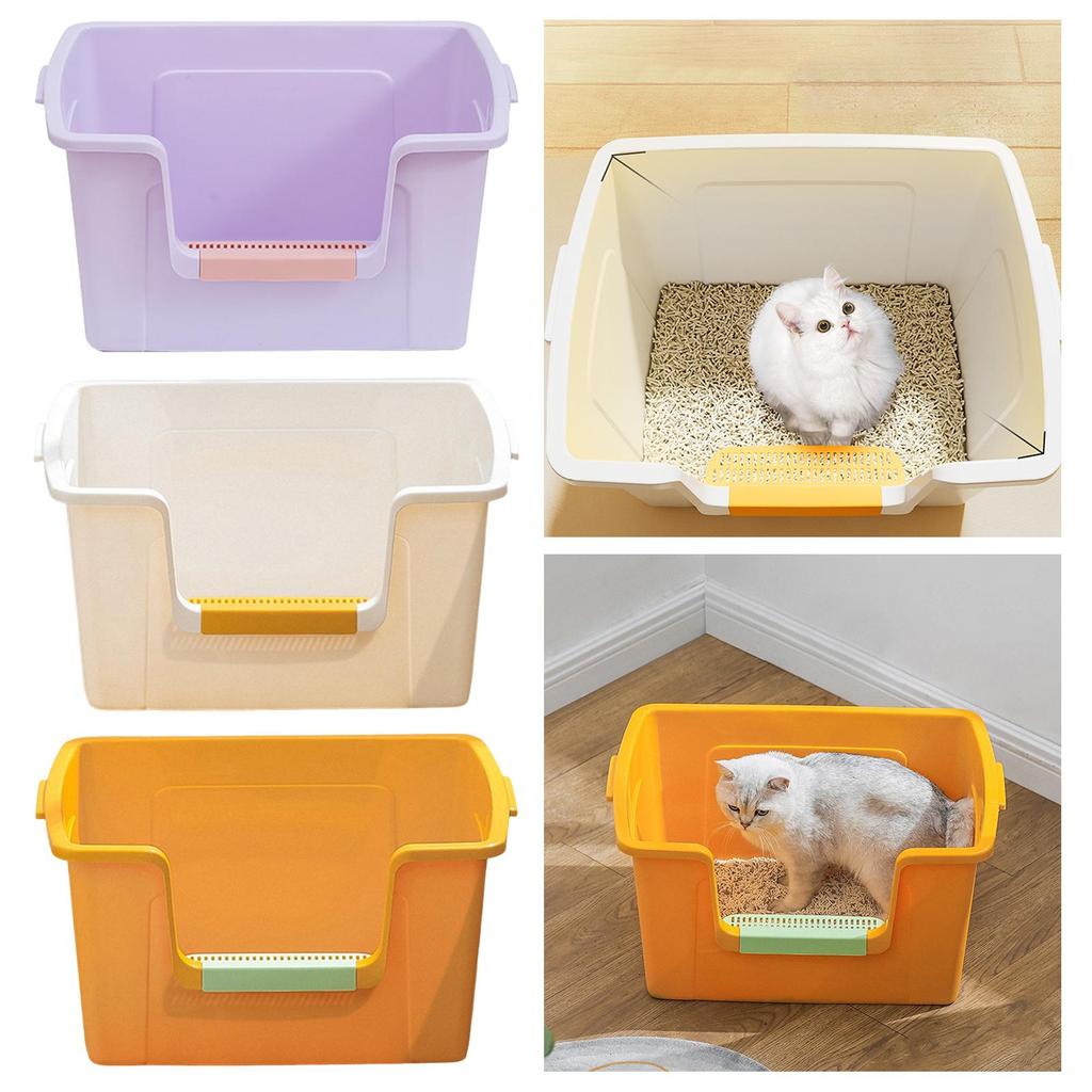 Halboffener Bettpfanne Geräumig Spritzschutz Langlebig Tragbar Kätzchen Sandkasten Katzenklo für Reisen Kleine Große Katzen Kätzchen