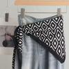New triangular black and white rhombus square silk scarf, trouser skirt, triangular belt skirt, scarf with jeans