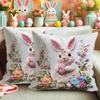 Easter Bunny Pillowcase 18x18 Inches Winter Print Decorative Pillowcase Vintage Holiday Decorative Pillowcase Sofa Bed Decoration