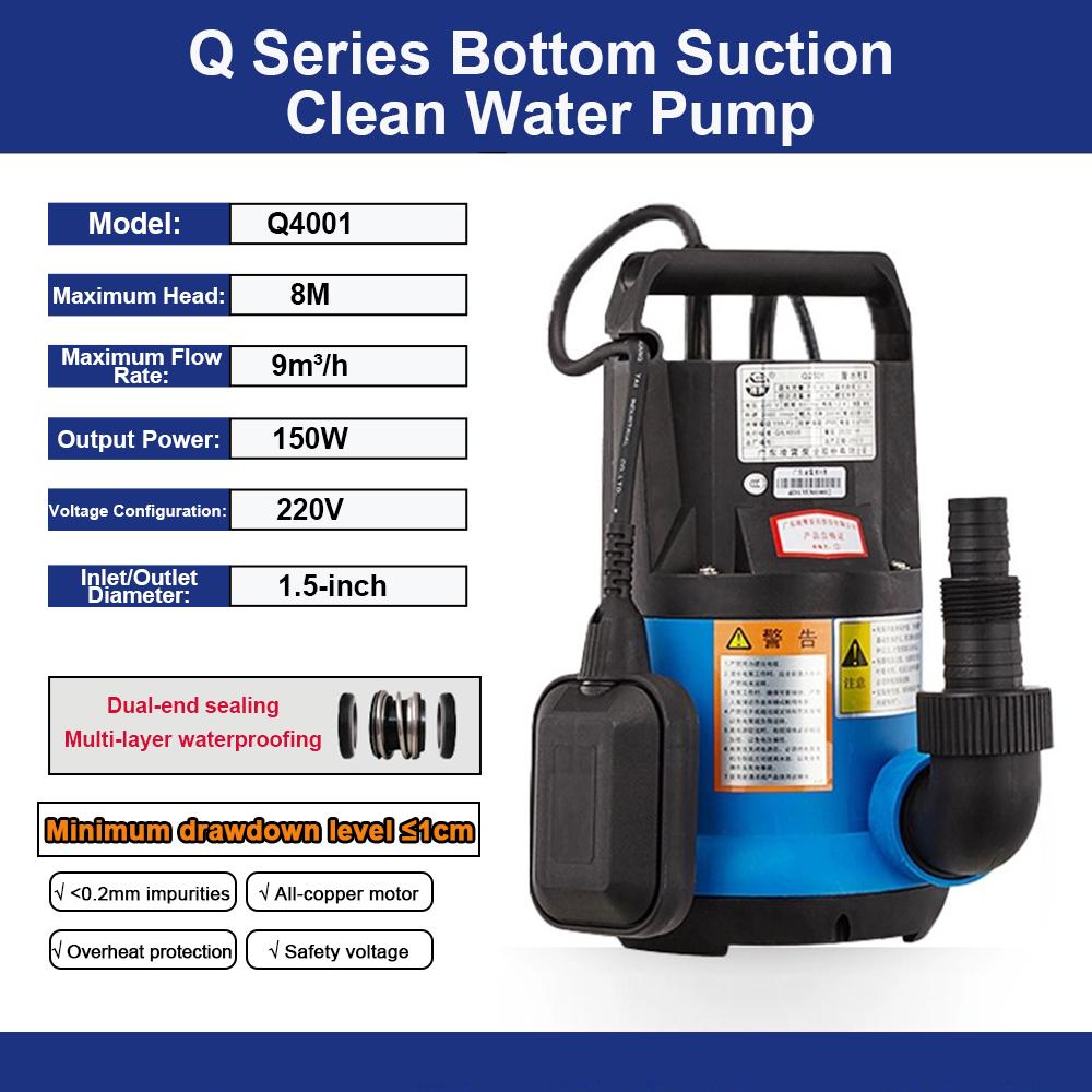 220V Compact Submersible Pump Q-Type Clean Water Pump Sewage Pump for Planting Forests Fisheries Ornamental Fish
