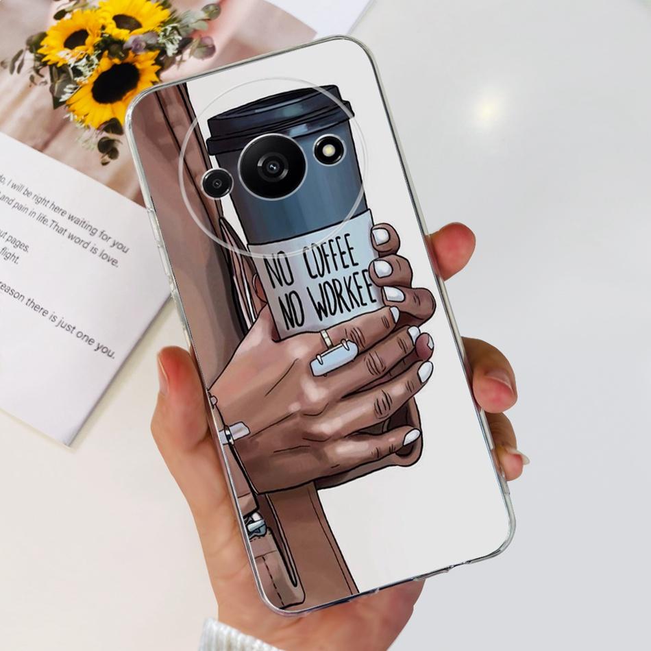 For Xiaomi Redmi A3 Case RedmiA3 A 3 4G 2024 Elegant Printing Soft Silicone Clear TPU Slim Phone Back Cover