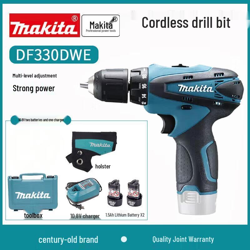 Makita DF330DWE 12V Cordless Drill/Driver Kit CN plug (adapter included)