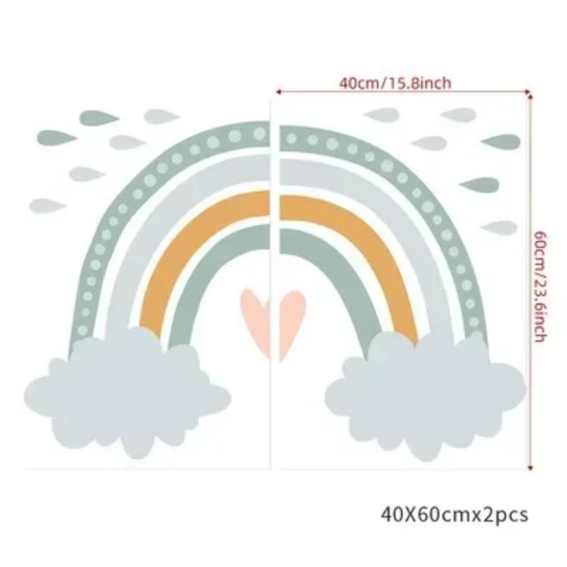 2Pcs Rainbow Paradise Children's Room Wall Sticker PVC Self-adhesive Paper Art Mural Home Decoration Wallpaper