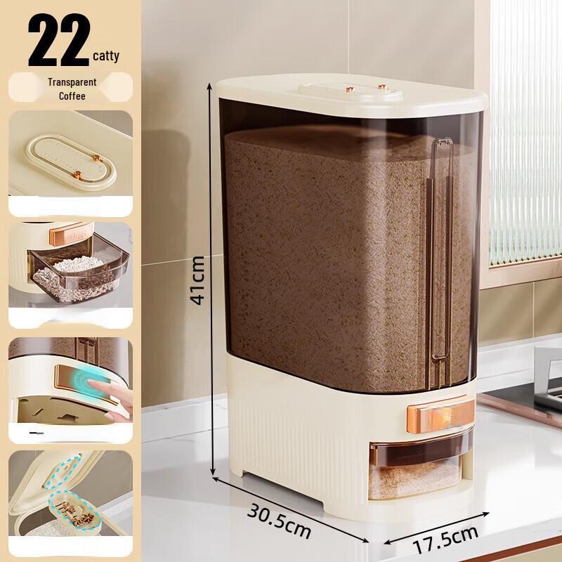 ZISIZ Sealed Rice Storage Container with Measuring Cup