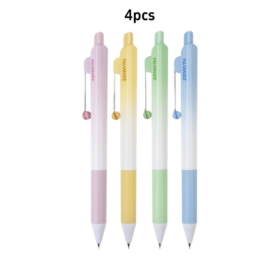 4pcs Aesthetic Gradient Series Gel Pens 0.5mm CS Tip Smooth Writing Black Color Ink Pens with Roller Clip Stationery
