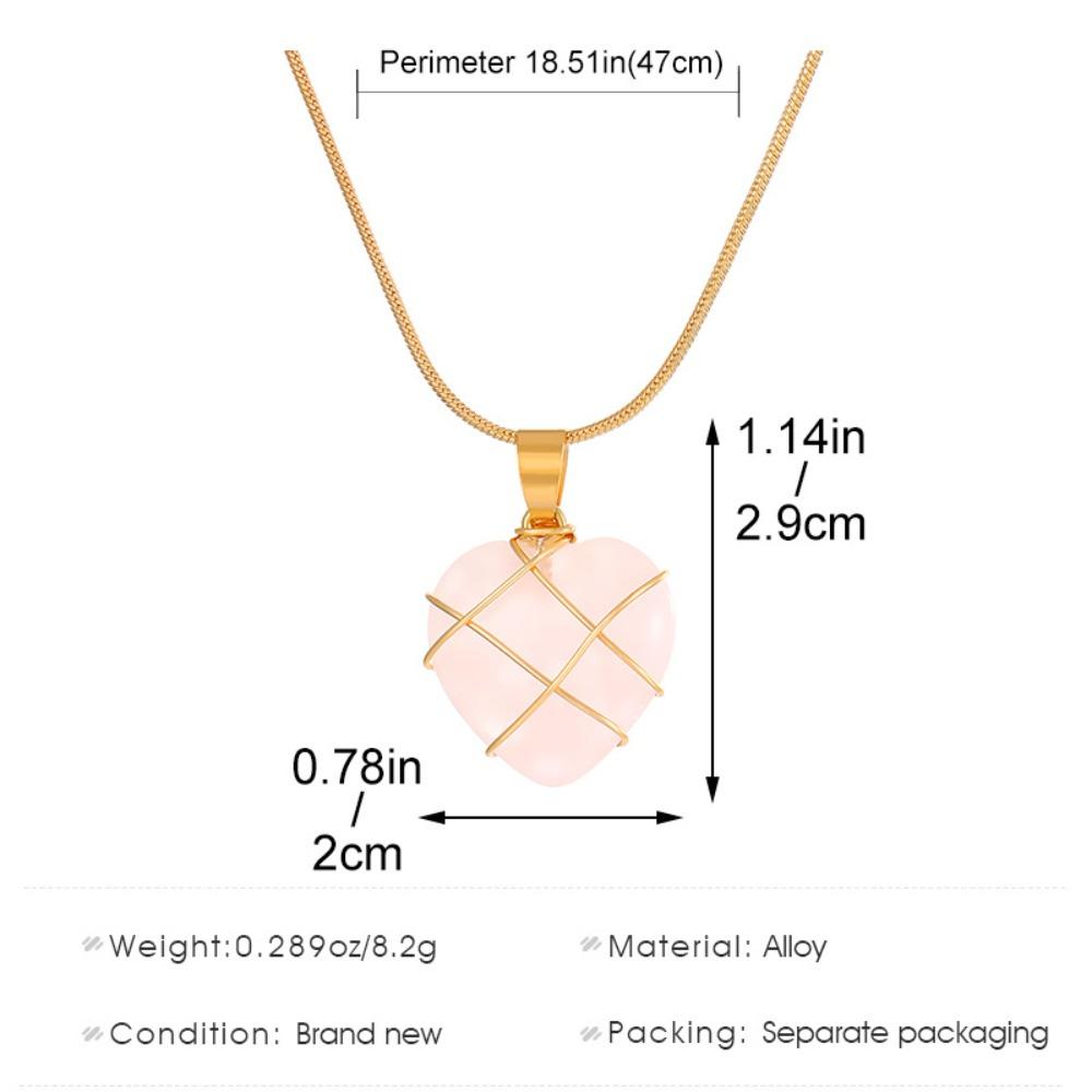 Charm Trendy Necklace for Women Girl Cute Sweet Pink Crystal Opal Heart-shaped Collarbone Chain Jewelry Accessories Party Gift