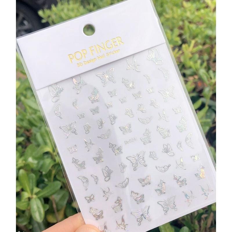 

Голографические золотые, серебряные наклейки для ногтей с буквами-бабочками, 3D-наклейки, водонепроницаемые наклейки для ногтей, маникюр «сделай сам»