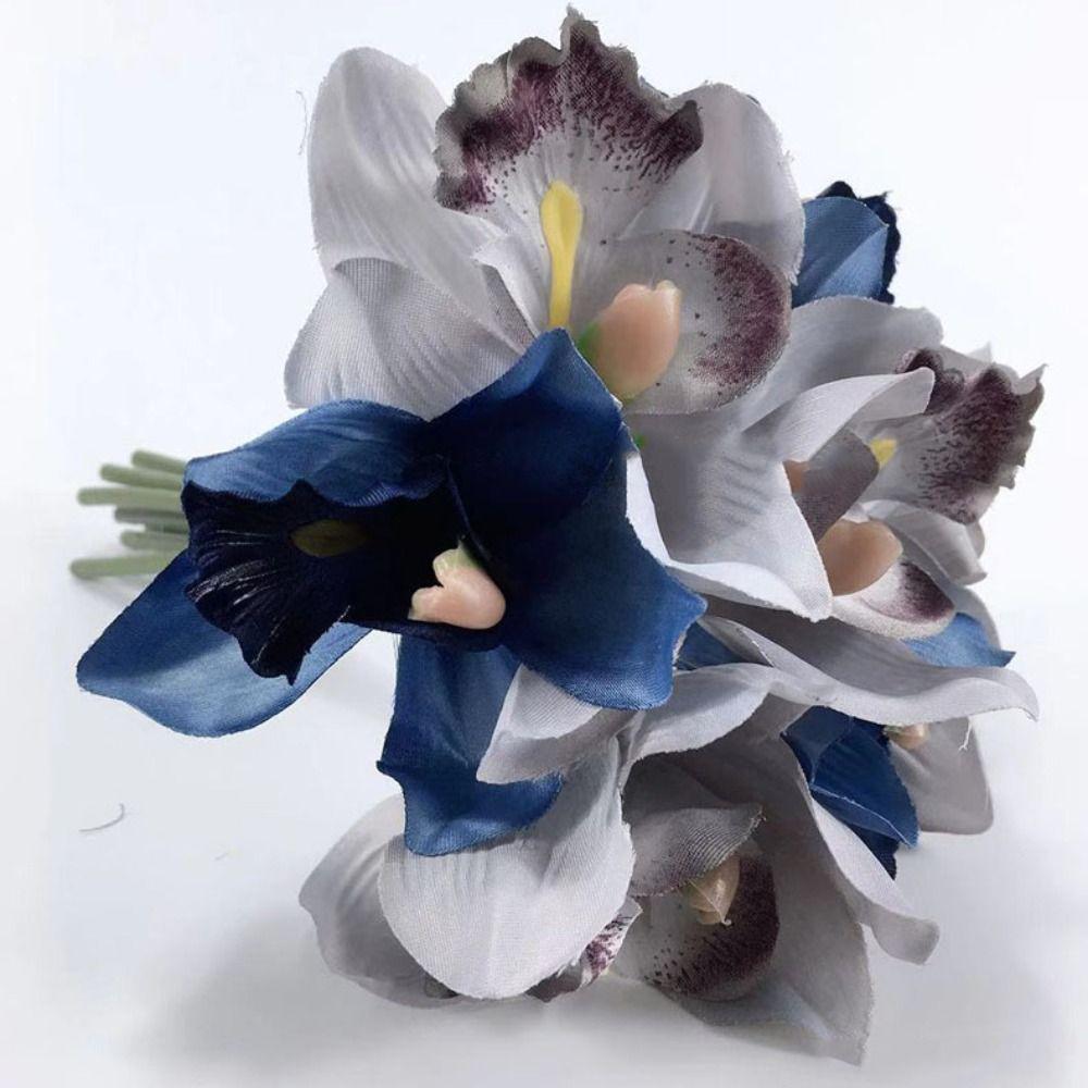 Vintage Fake Flowers 7 Heads Orchid Artificial Plants Artificial Flowers Bouquet Garden Outdoor