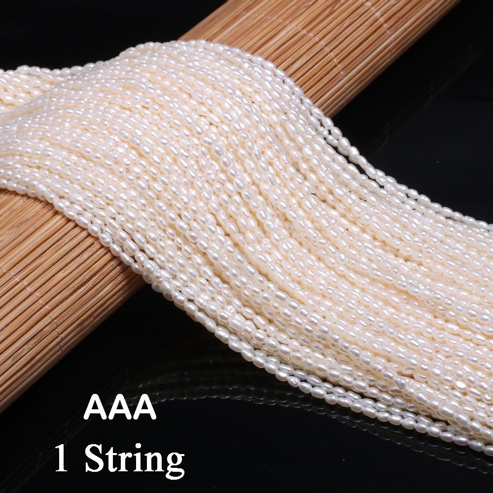 1String, 2-2.5mm White Natural Shell Mother of Pearl Beads, Handcrafted Rice Shape Loose Spacer Beads for DIY Necklace, Bracelet, Jewelry Making 36cm