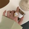 Elegant Irregular Pearl Ring Adjustable Ring Fashion Jewelry Statement Pearl Rings Alloy Texture for Various Occasion