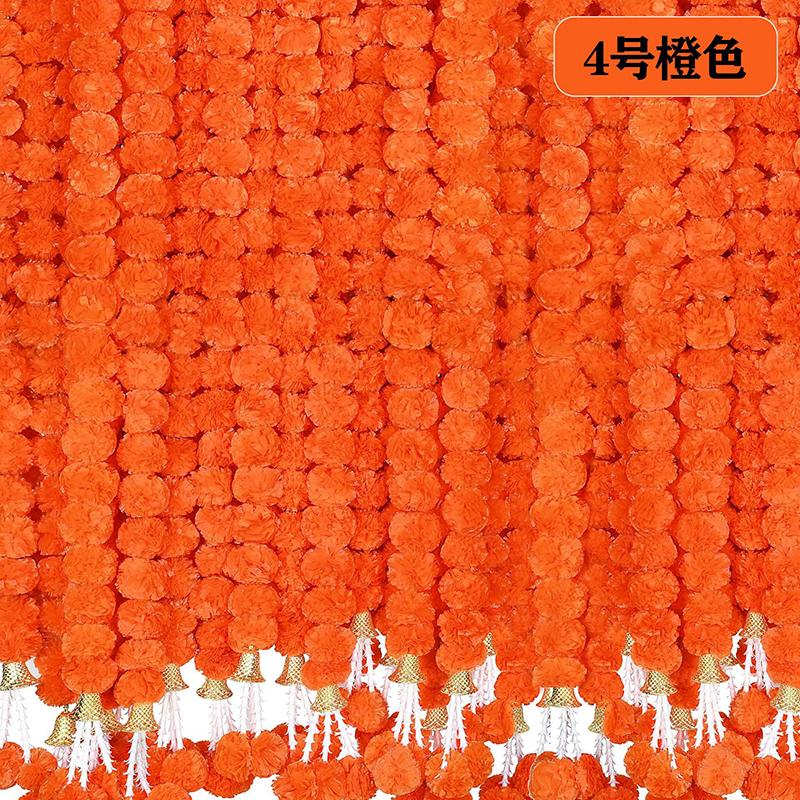 Mexican Dia De Muertos Flower String Artificial Marigolds Diwali Day Of The Dead Festival Decoration Simulation Silk Flower