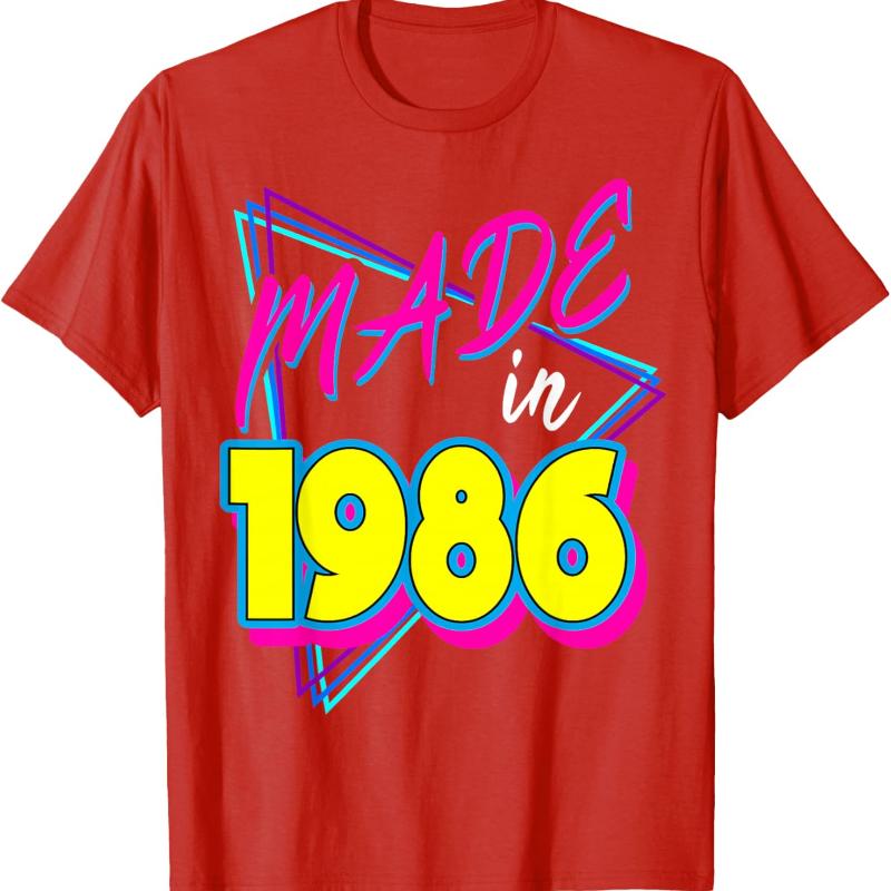 Made in 1986 35th Birthday Retro 35 Years Old 80s Vintage Crewneck TShirt Regular Short Sleeve Casual Printed Tshirt Tops
