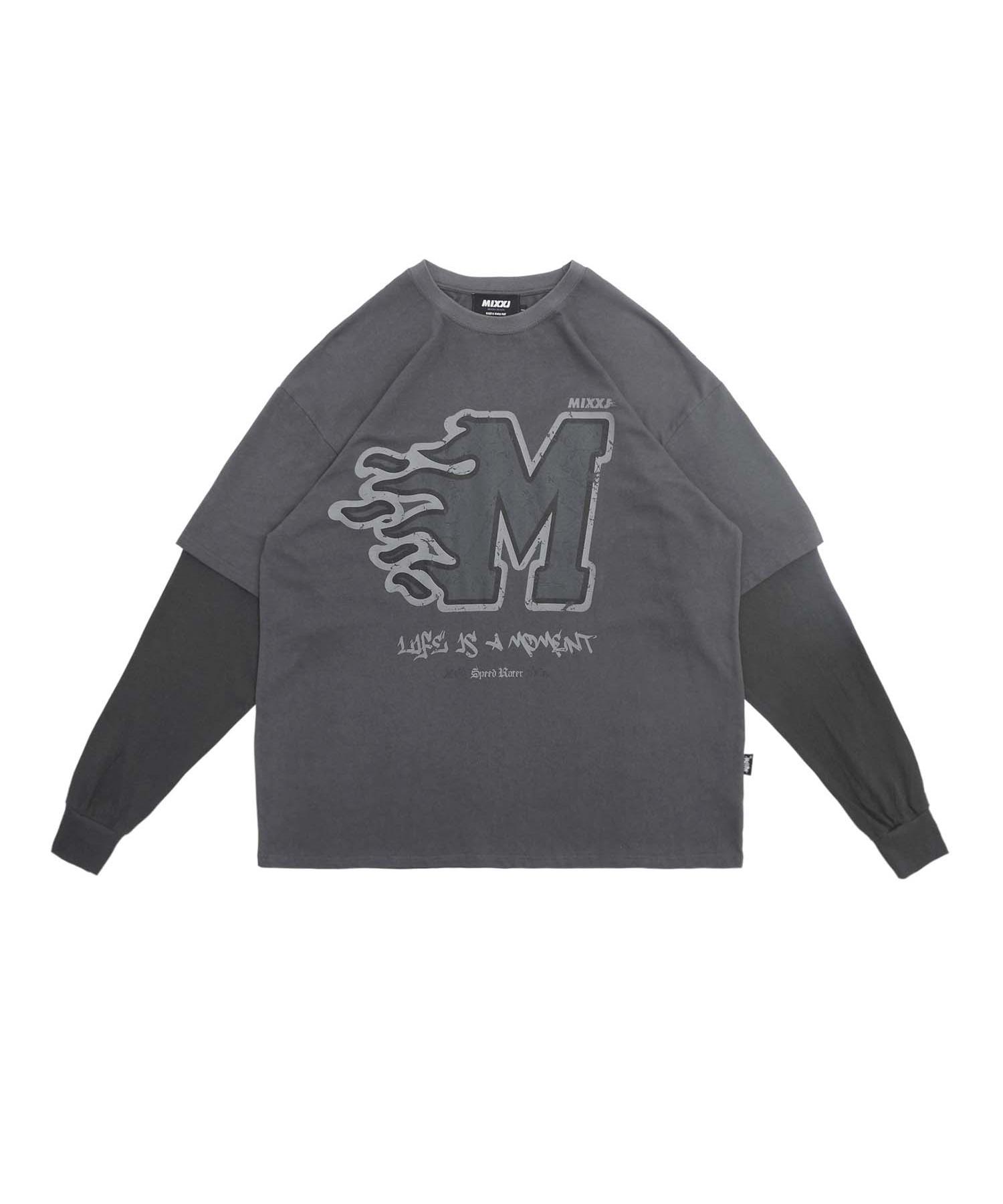 Mix J Flame Layered Long Sleeve (Charcoal) Charcoal/1 (L ~ Xl)