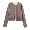 Fashion Crew Neck Contrast Knitted Jacket