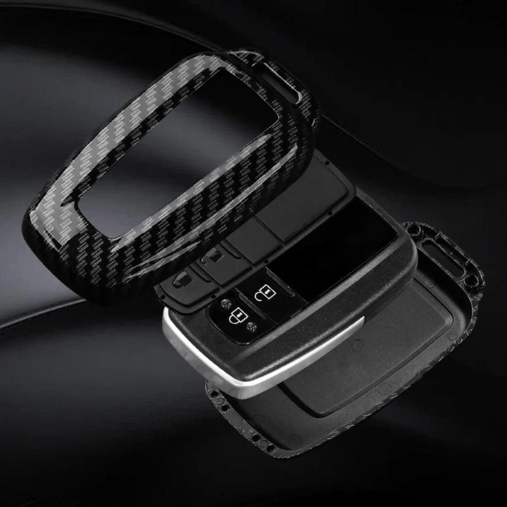 ABS Kohlefaser Auto Schlüsselhülle Abdeckung Schale Schlüsselanhänger für Toyota Prius Camry Corolla C-HR CHR RAV4 Prado 2018 2022 Schlüsselanhänger Zubehör