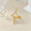 Stainless Steel Starburst Ring for Women Cubic Zirconia 18K Gold-plated Anti Fading Rings Party Wedding Jewelry Accessories Gift