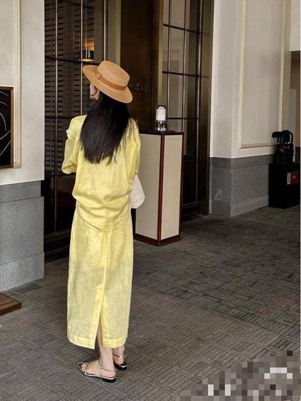 Elegant French Style Women's Two-Piece Summer Set: Fashionable Shirt and Skirt