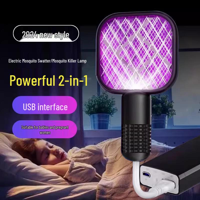 USB-Mückenvernichter & Repellent-Lampe: Elektrische Fliegenklatsche mit Blaulicht für Camping im Freien
