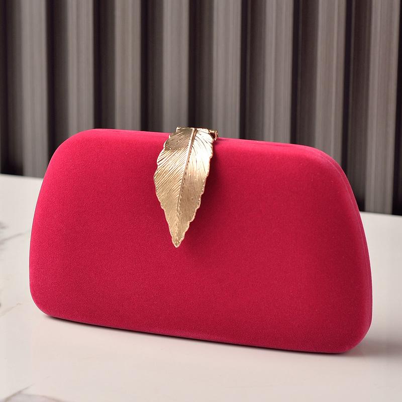 Roter Platz Tragetasche Schulter Mini Blattverschluss Handtasche für Damen Luxus Designer Samt Kleine Handytasche Umhängetasche Kupplung Hochzeit
