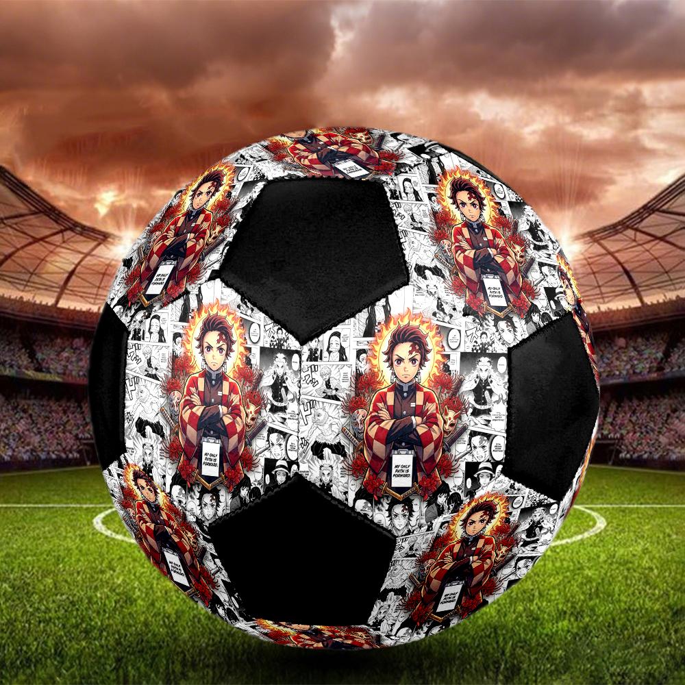 1pc Demon Slayer Kimetsu No Yaiba Football Soccer Ball Size 5 Indoor Soccer Ball Fashion Colorful  Backyard Game -Great For Sports Fans Gift HE4