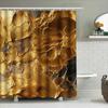 Gold Marble Shower Curtain Waterproof Bathroom Decor Luxury Bathtub Liner With Cracks Design Extra Long Size For Home Decoration