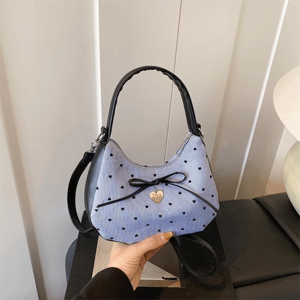 Love Heart Underarm Bag Y2K Hobo Bag Vintage Bow Shoulder Bag Ladies