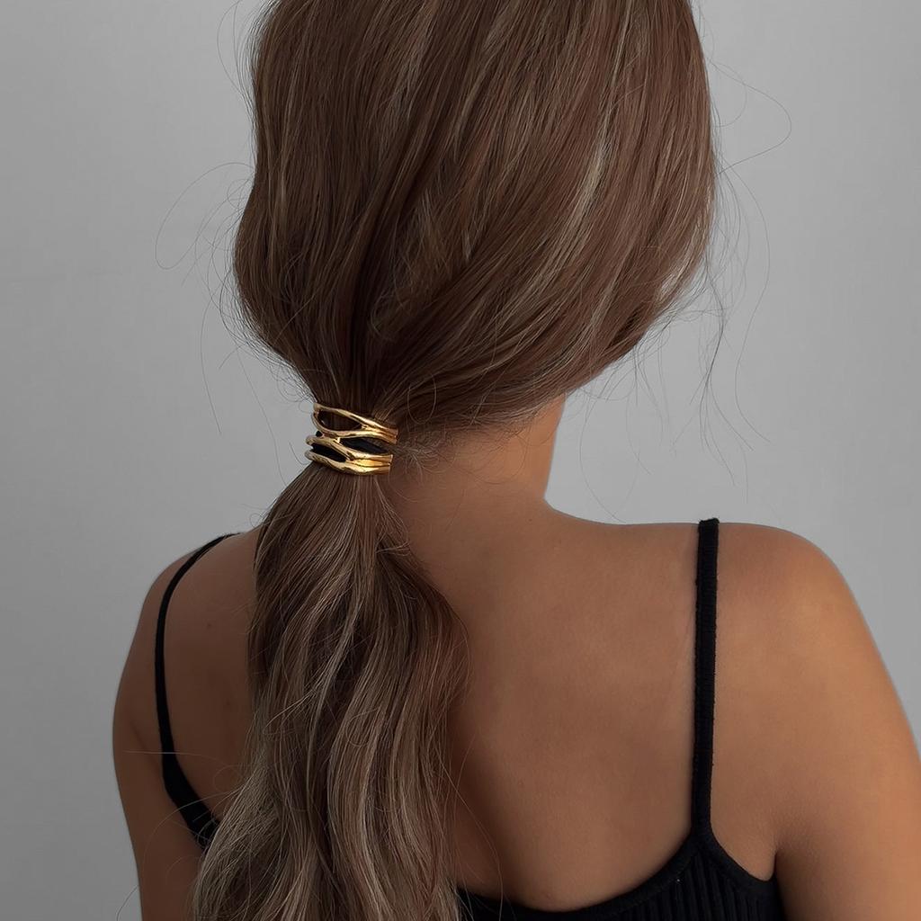 2025 New Hollow Curved Hair Band Summer Versatile High-end Sense Headrope Hair Tie Hair Ponytail Hair Accessories
