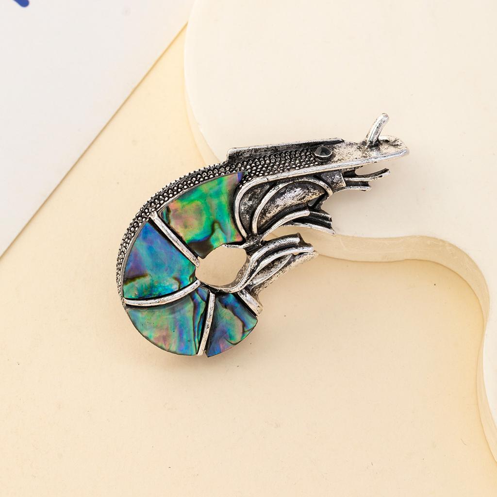 1 Stück Brosche mit Garnelenanhänger aus natürlicher Muschel im mediterranen Stil, einzigartiges Design mit doppeltem Verwendungszweck, ideal für die Schmuckherstellung zum Selbermachen oder als Dekoration für Kleidung, Taschen, Hüte und mehr!