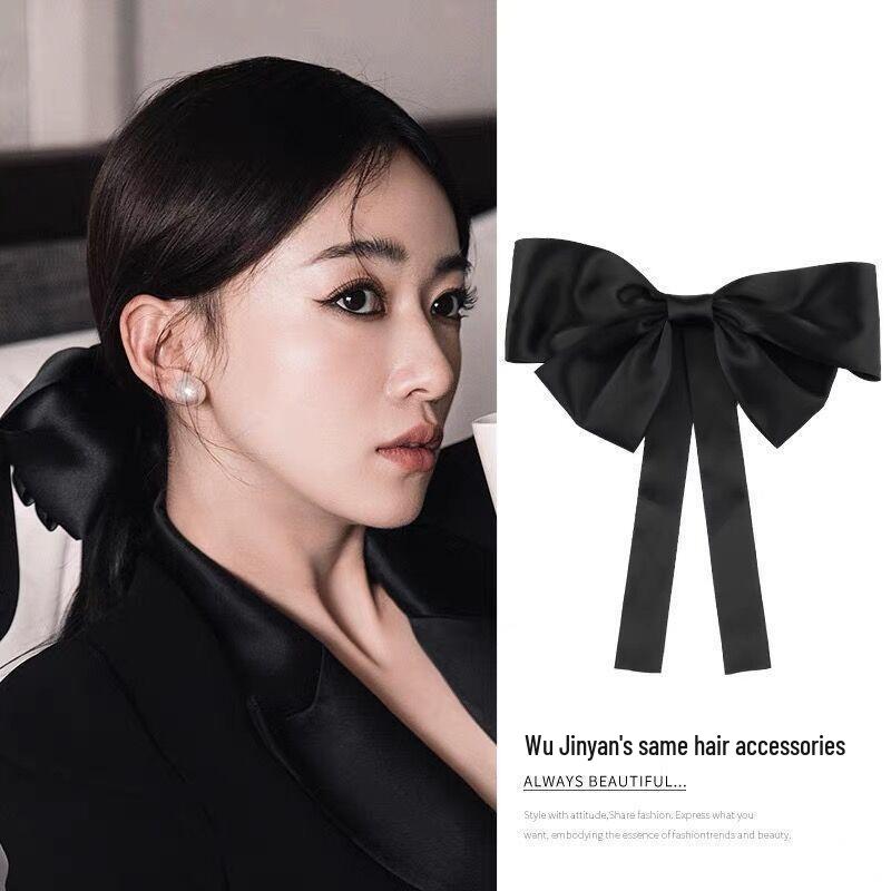 Korean Summer Satin Bow Hair Clip – Large Ribbon Top Clip for Women