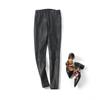 Women's High-Waist Slimming Lambskin Leather Pants: Sexy, Hip-Hugging, Casual, Long, and High Elasticity