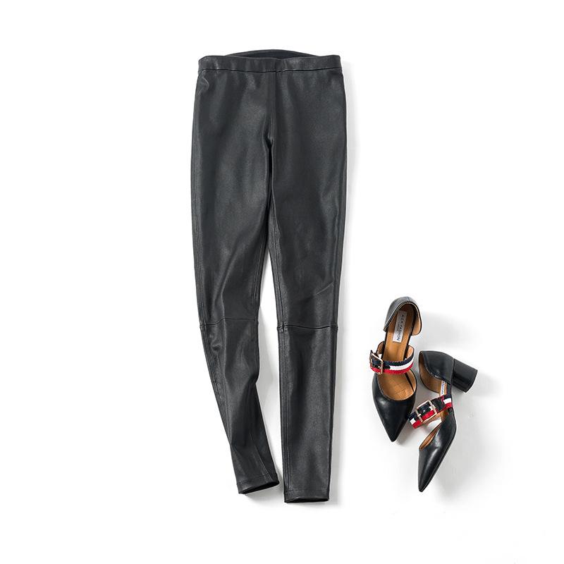 Women's High-Waist Slimming Lambskin Leather Pants: Sexy, Hip-Hugging, Casual, Long, and High Elasticity