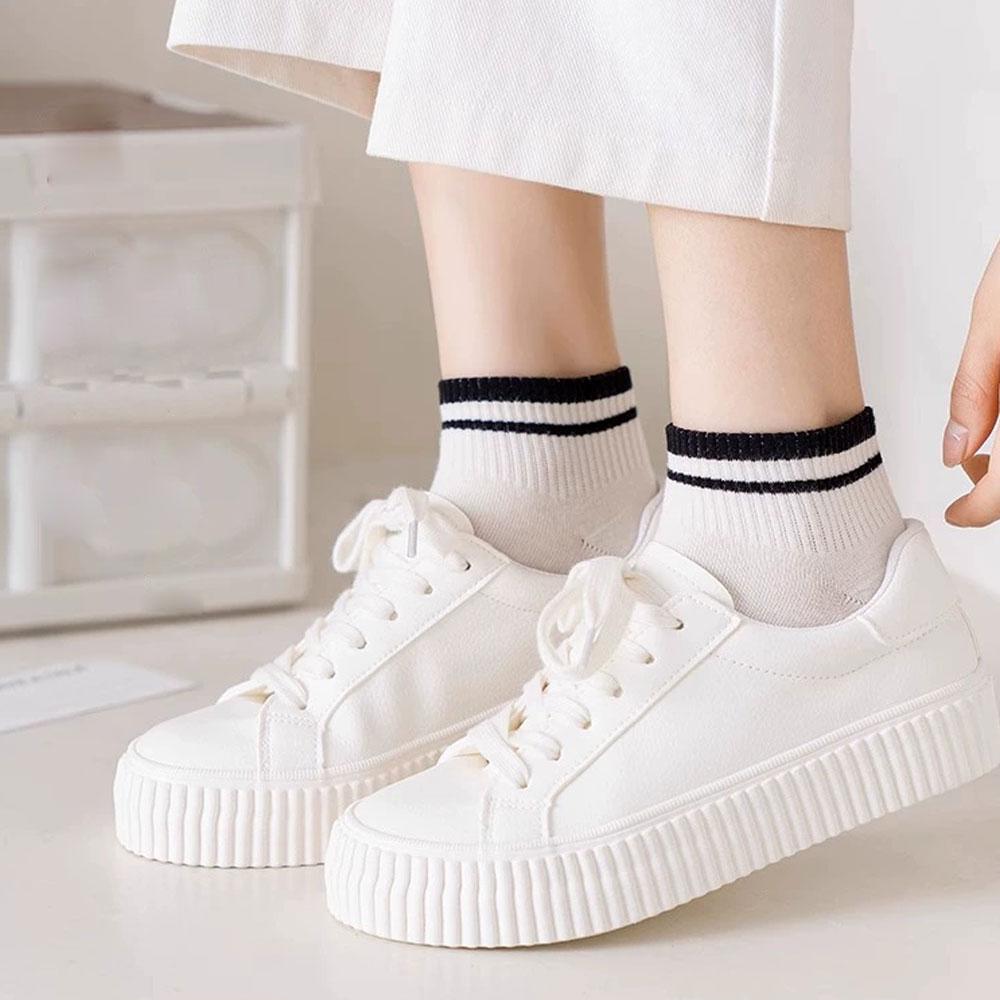 5 Paia Calzini Corti a Righe da Donna Cotone Antiscivolo Calzini Sportivi Y2K Traspiranti Moda Streetwear Harajuku per Palestra & Uso Quotidiano