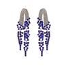 Luxury Colored Gem Tassel Earrings: High-End Diamond Long Dangle Earrings for Evening Gowns
