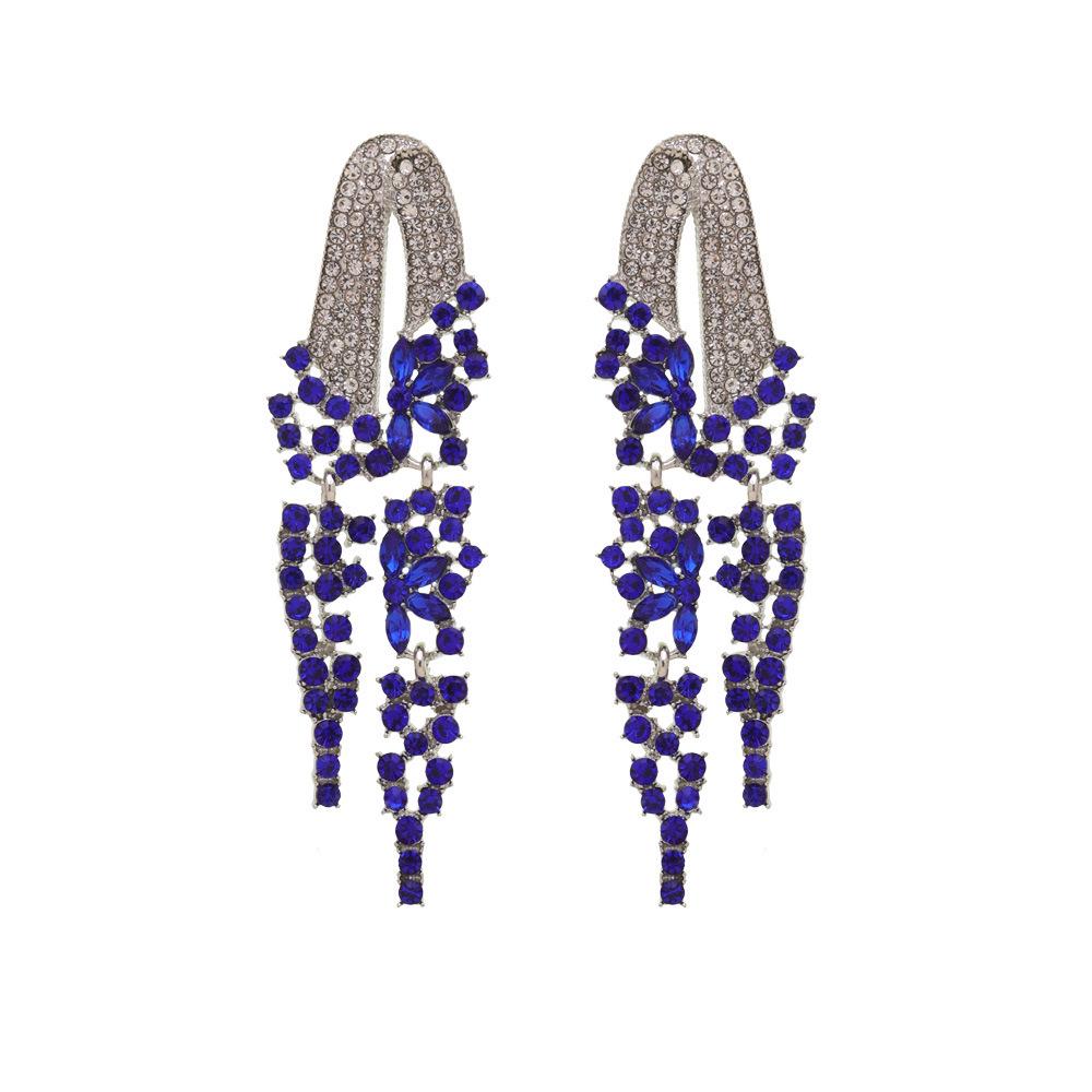 Luxury Colored Gem Tassel Earrings: High-End Diamond Long Dangle Earrings for Evening Gowns
