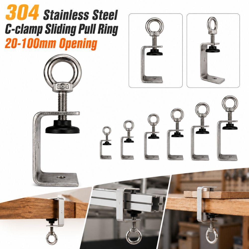 1pc 304 Stainless Steel Square Clamp Adjustable Fixed Holder Clip C-clamp Hardware Fasteners