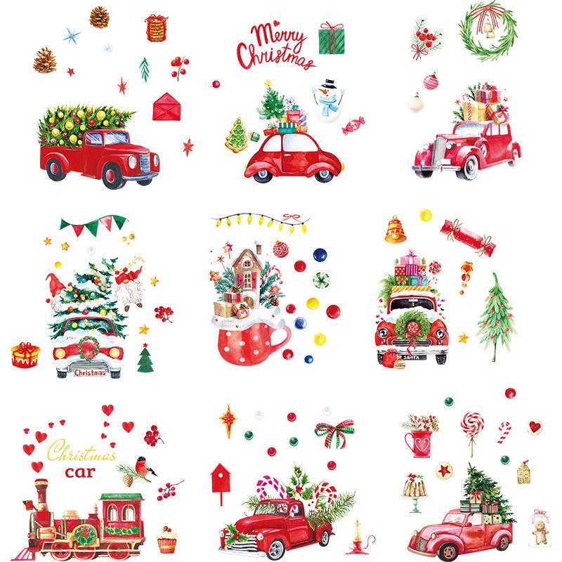 Christmas Car Static Electricity, Holiday Decorations, Glass Window Stickers, Window Display Decoration, Event Atmosphere Stickers