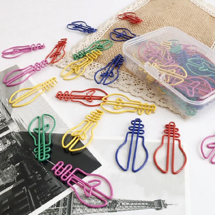 30Pcs Light Bulb Shape Paper Clip 42mm Small Metal Paperclip Metal Bookmarks Clip For School Office Business Card Holder