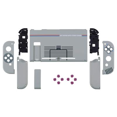 Capa de substituição personalizada DIY compatível com placa traseira eXtremeRate compatível com suporte de interruptor de design retrô, caixa de controle de alça