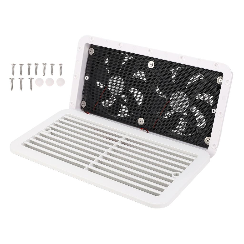 350 X 186mm RV Side Vent Fan DC12V 4.8W Dual Air Ventilation Fan for RV Motorhome Trailer Caravan