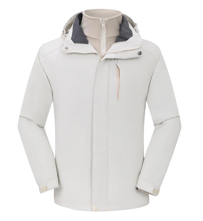 Unisex Ultrasonic 3-in-1 Detachable Windproof Waterproof Warm Outdoor Jacket 5XL белый
