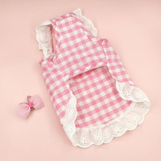 Šaty pro domácí mazlíčky Měkká krajka Módní potisk Pohodlné tenké rekvizitové šaty pro psy Bavlněné šaty s čelenkou Letní nabídka