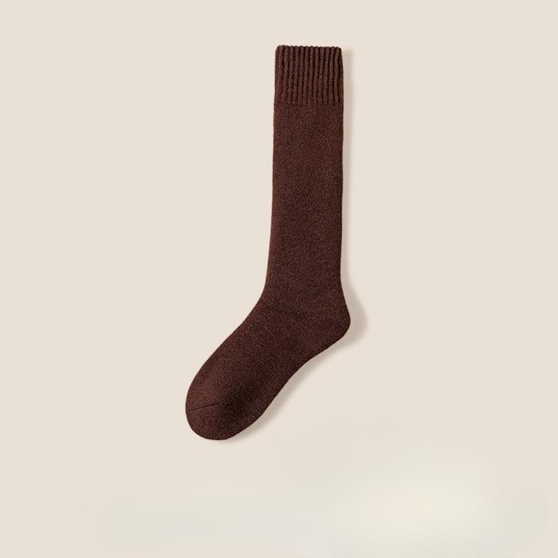 Chaussettes hautes en cachemire pour femmes, Chaussettes longues en laine d'automne et d'hiver, Épaissies avec du cachemire, Chaussettes de nuit confortables et chaudes