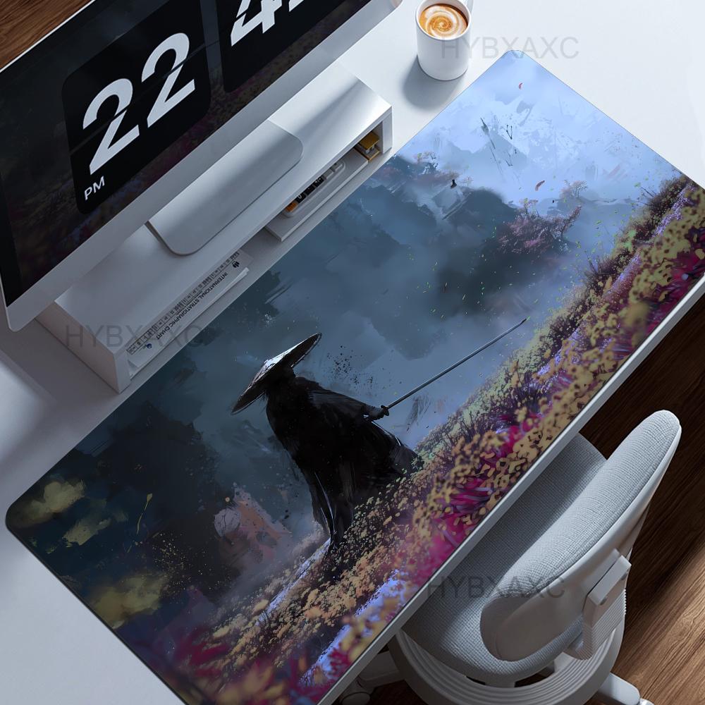 Samurai Warrior Mouse Pad Gamer Computer Accessories Keyboard Table Mat Large Hybxaxc Company Gaming Laptop Desk Accessory Pc